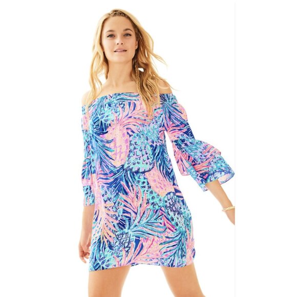 LILLY PULITZER Tobyn Tunic Off Shoulder Dress in Gypset Paradise Preppy Size S - Picture 1 of 15
